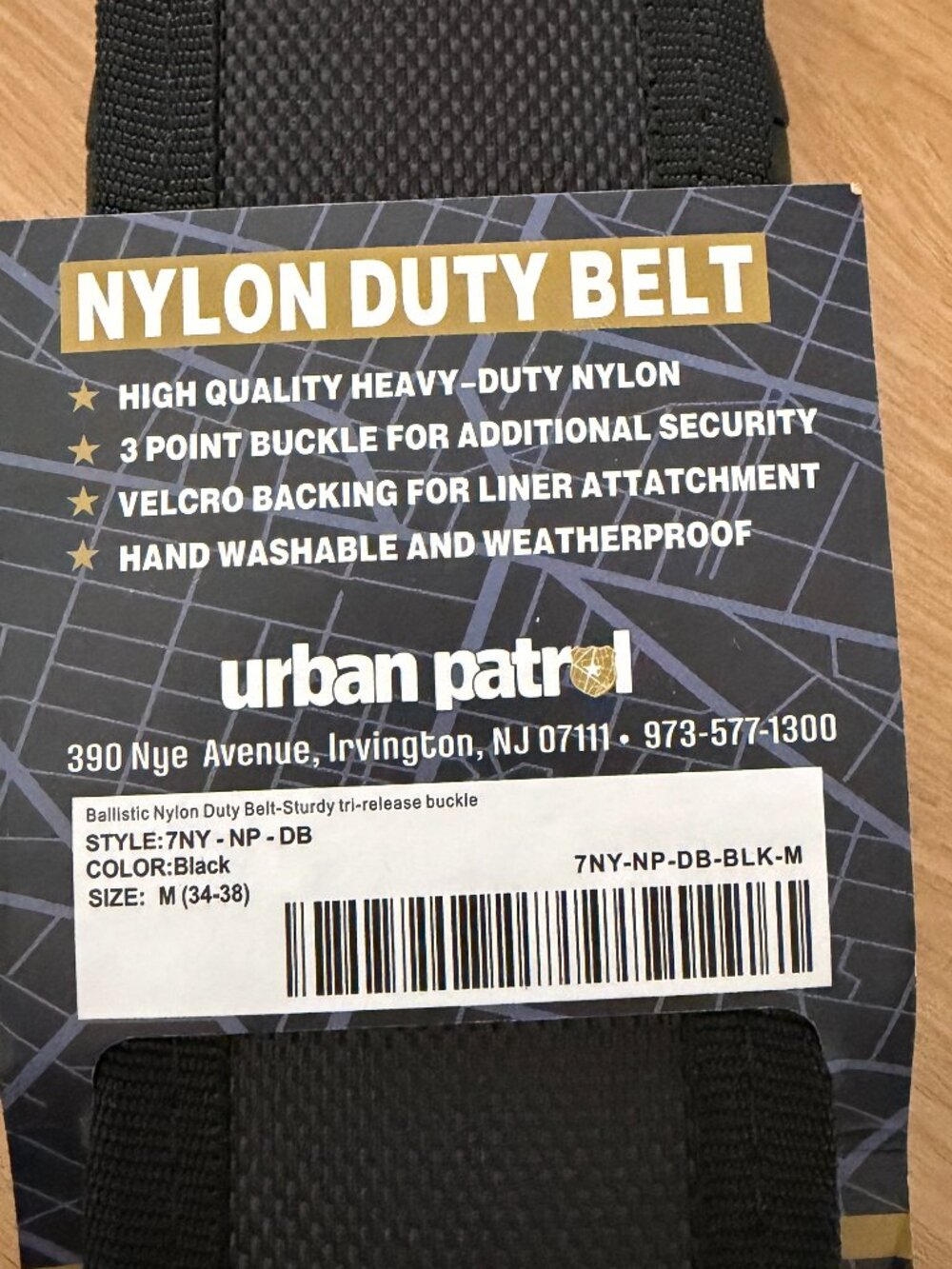 Urban Patrol NWT and Packaging Nylon Ballistic Duty Belt Black Medium 34"-38"